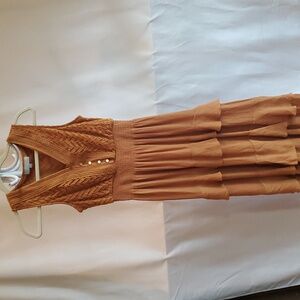 Sleeveless Golden Brown Tiered Maxi Dress by J Gee